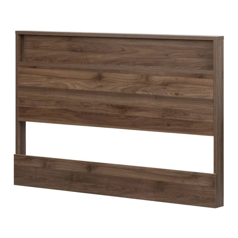 Natural Walnut Full Headboard with Storage Shelf