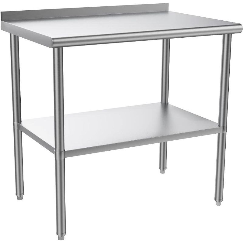 36" x 24" Stainless Steel Work Table with Backsplash and Undershelf