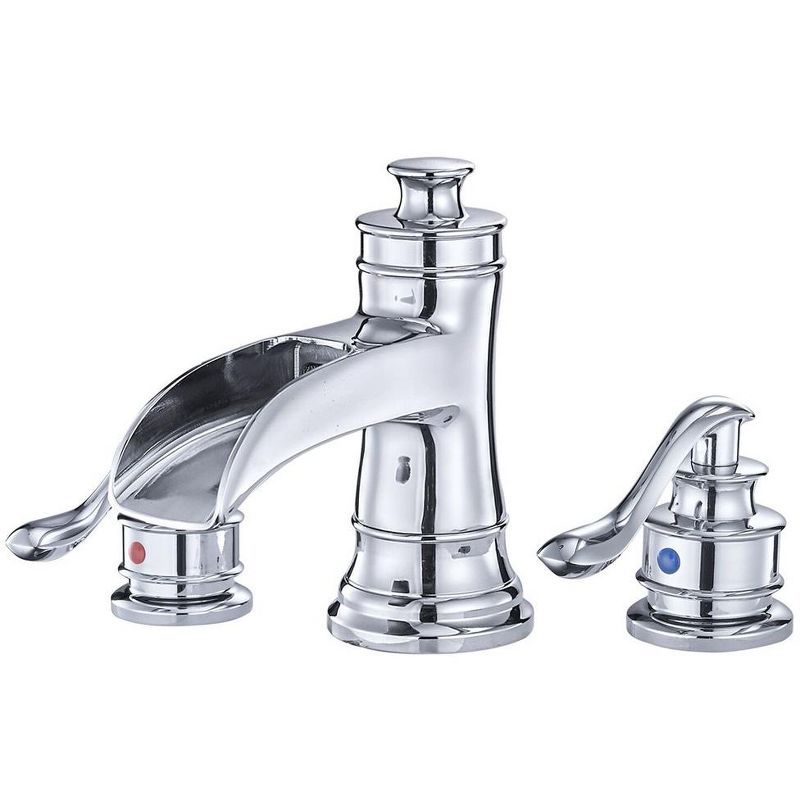 Chrome Widespread Double Handle Waterfall Bathroom Faucet