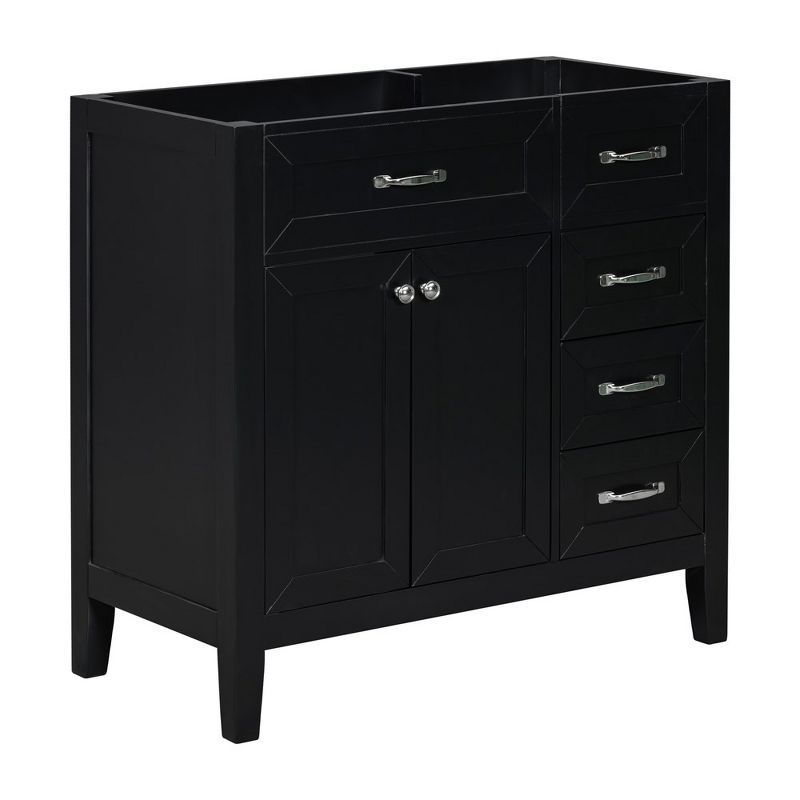 36 Inch Black Solid Wood Bathroom Vanity with 3 Drawers