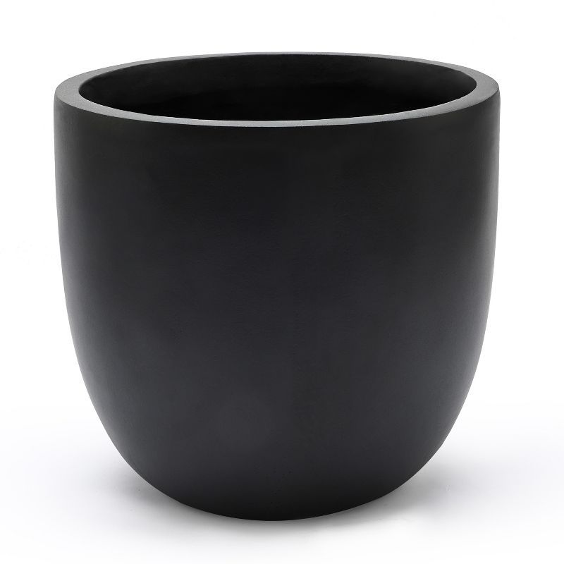 Medium Black Magnesium Oxide Round Outdoor Planter