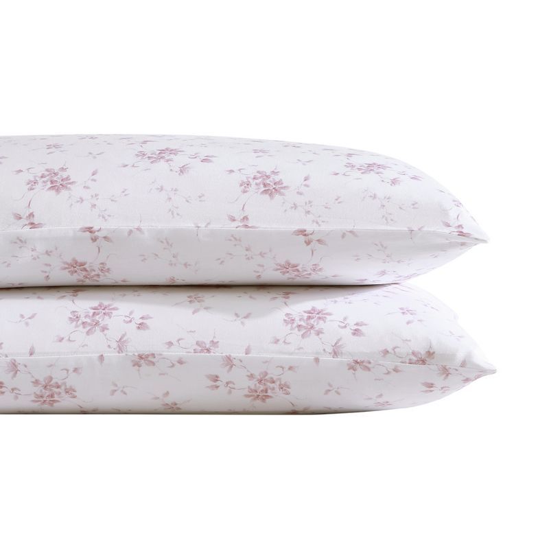 Laura Ashley Pink Floral Cotton Sateen Standard Pillowcase Set