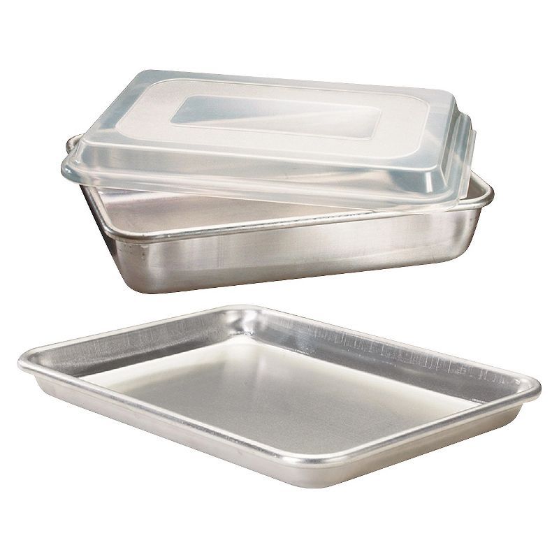 Natural Aluminum 3-Piece Baking Set with Plastic Lid