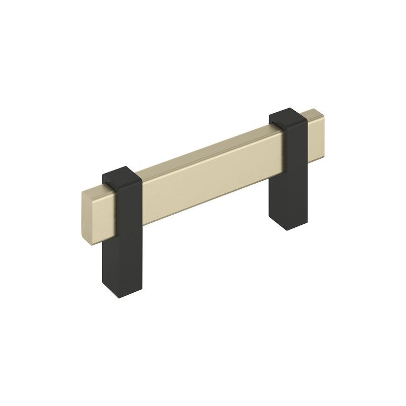 Golden Champagne and Matte Black Aluminum Bar Pull with Mounting Hardware