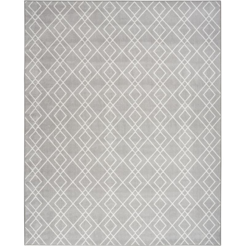 Modern Geometric Silver Synthetic 8' x 10' Easy-Care Rug