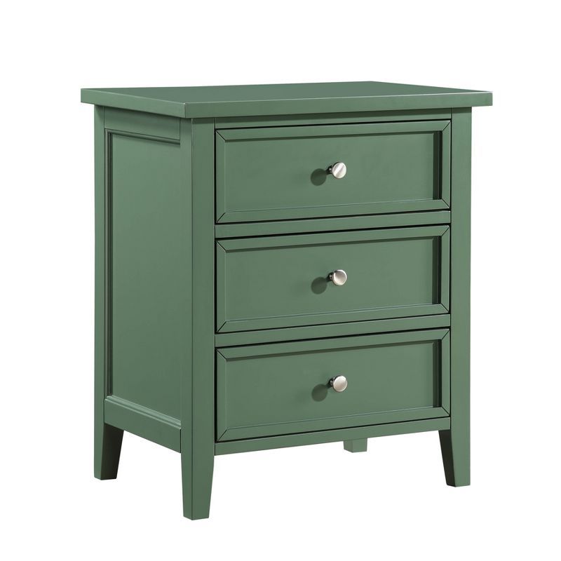 Lennon Vintage Green 3-Drawer Wood Nightstand