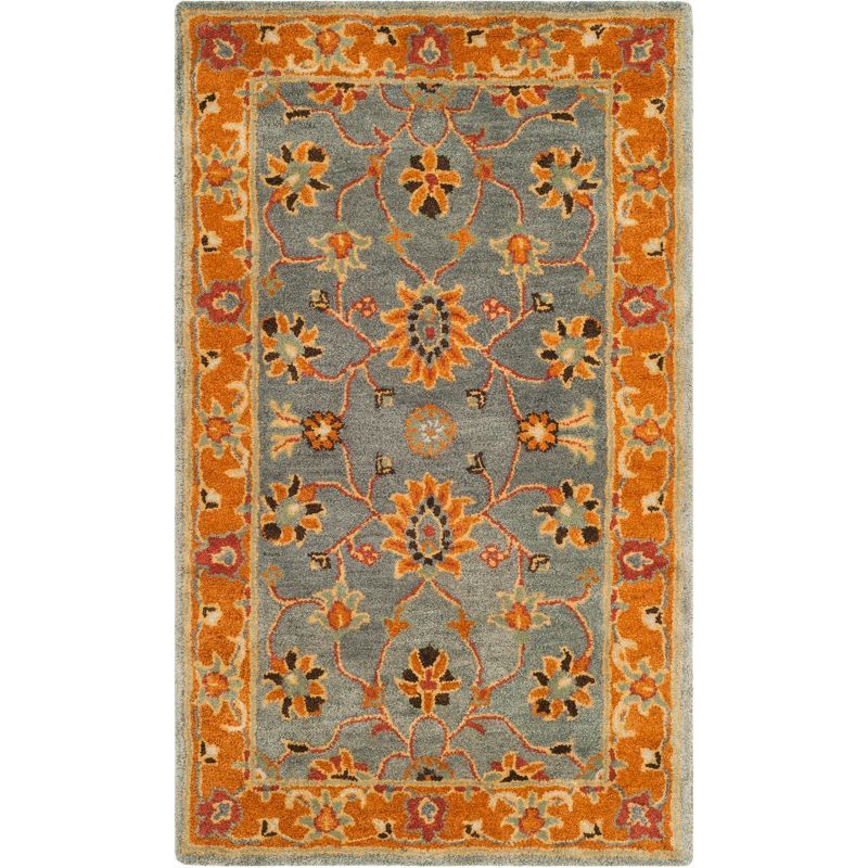 Heritage Blue and Orange Hand-Tufted Wool Area Rug 3' x 5'