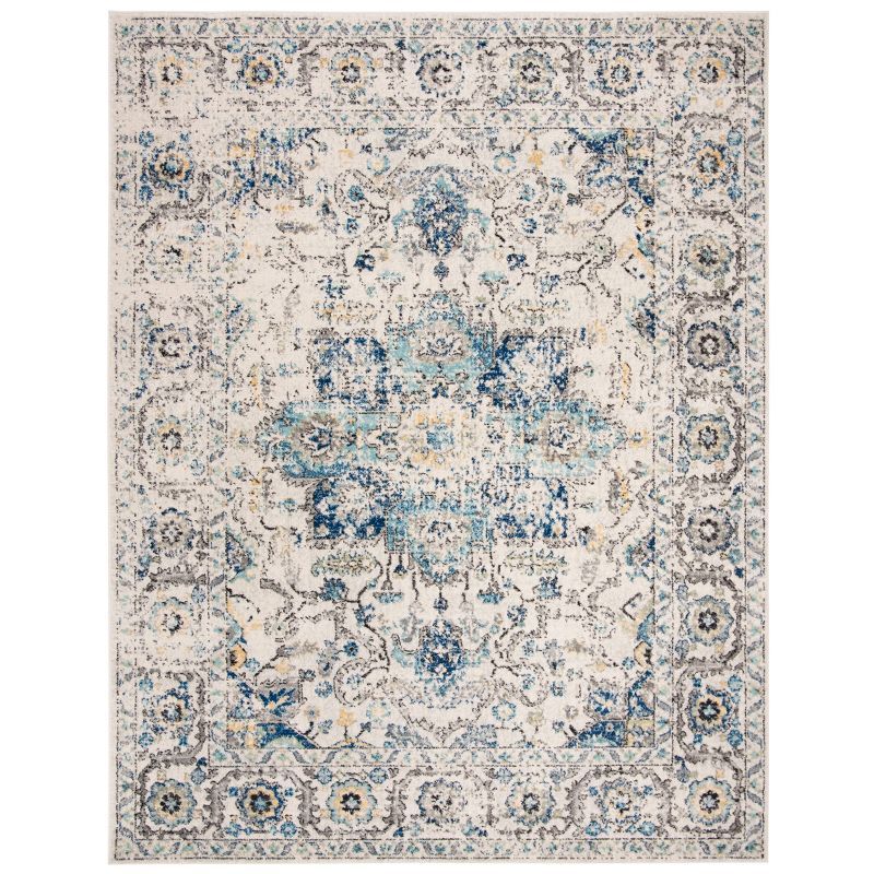 Turquoise & Ivory Synthetic 9' x 12' Hand-Knotted Easy Care Area Rug