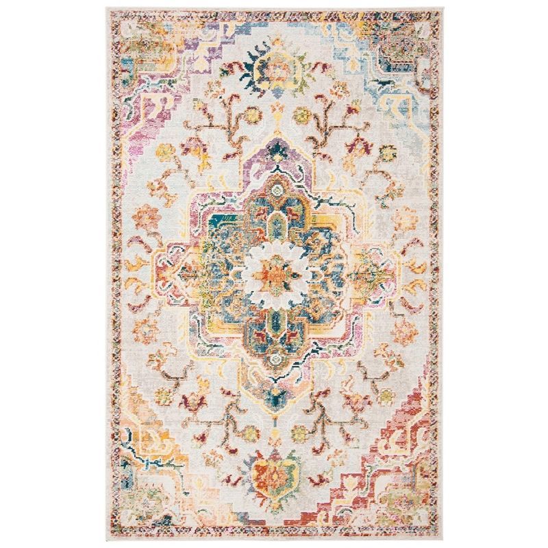 Light Blue Floral Hand-Knotted Synthetic 4' x 6' Rug