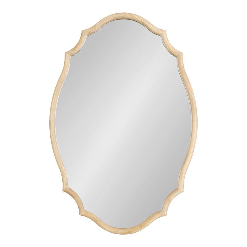 Natural Wood Scalloped Oval Wall Mirror 24x36