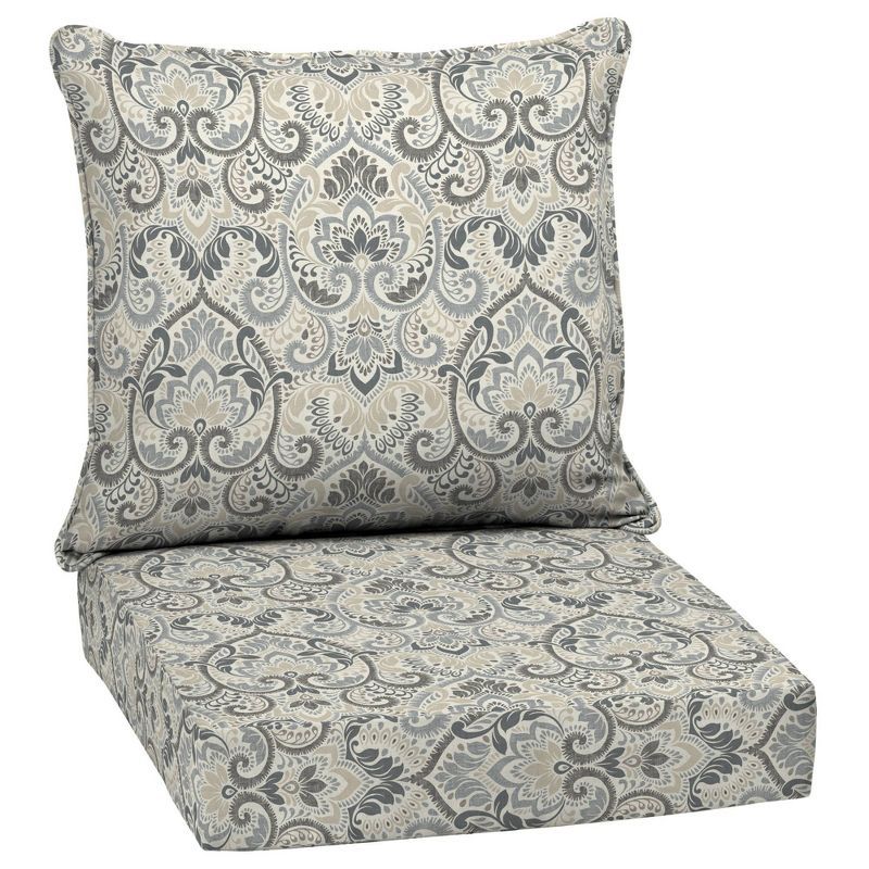 Aurora Damask Neutral 24"x24" Eco-Friendly Outdoor Deep Seat Cushion Set