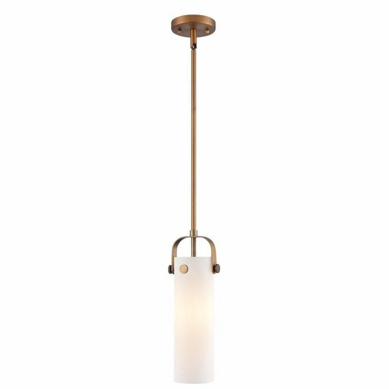Pilaster II 14.5" Brushed Brass Cylinder Pendant with Glass