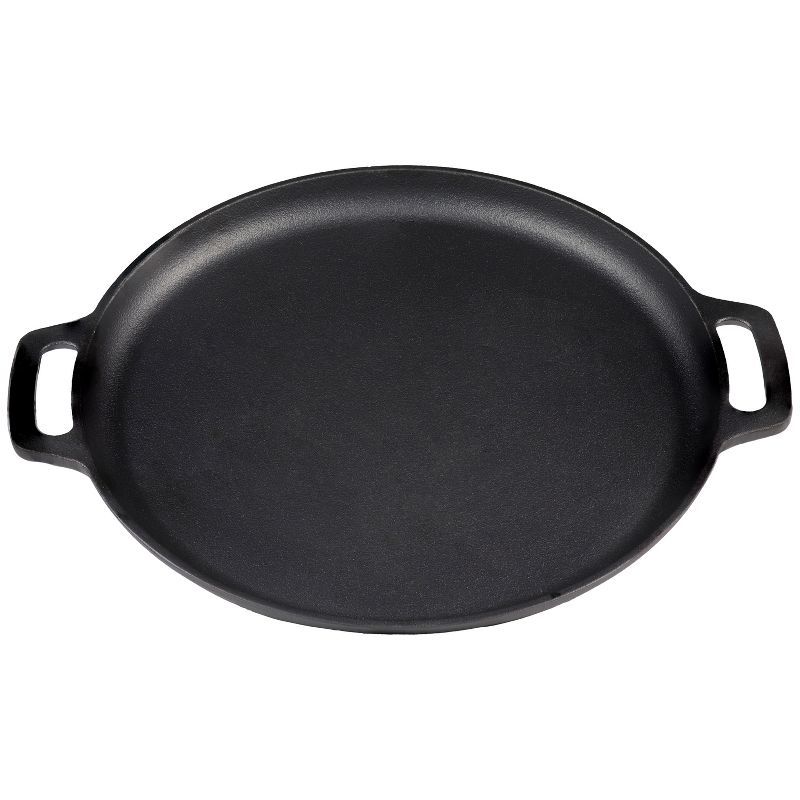 Sunnydaze 13.75-Inch Black Cast Iron Pizza Pan with Handles