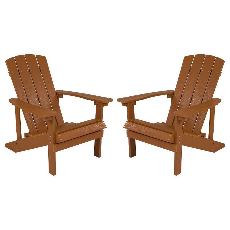 Charlestown Teak Poly Resin Adirondack Chair Set for Outdoor Relaxation