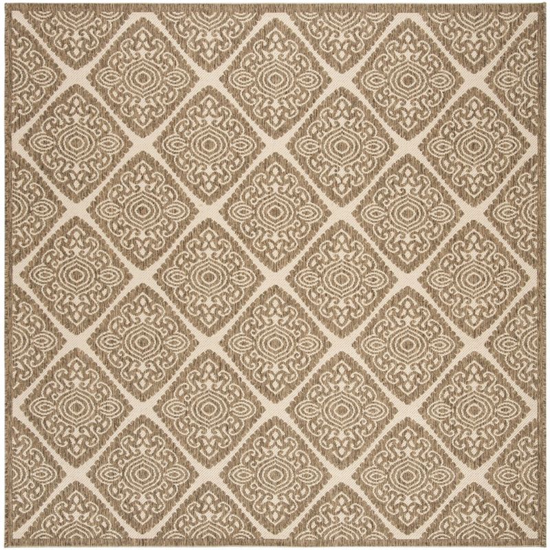 Linden Cream and Beige Geometric Flat Woven Square Rug
