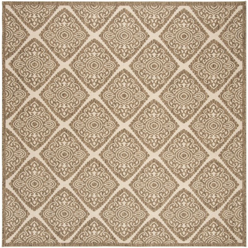 Linden Cream and Beige Geometric Flat Woven Square Rug