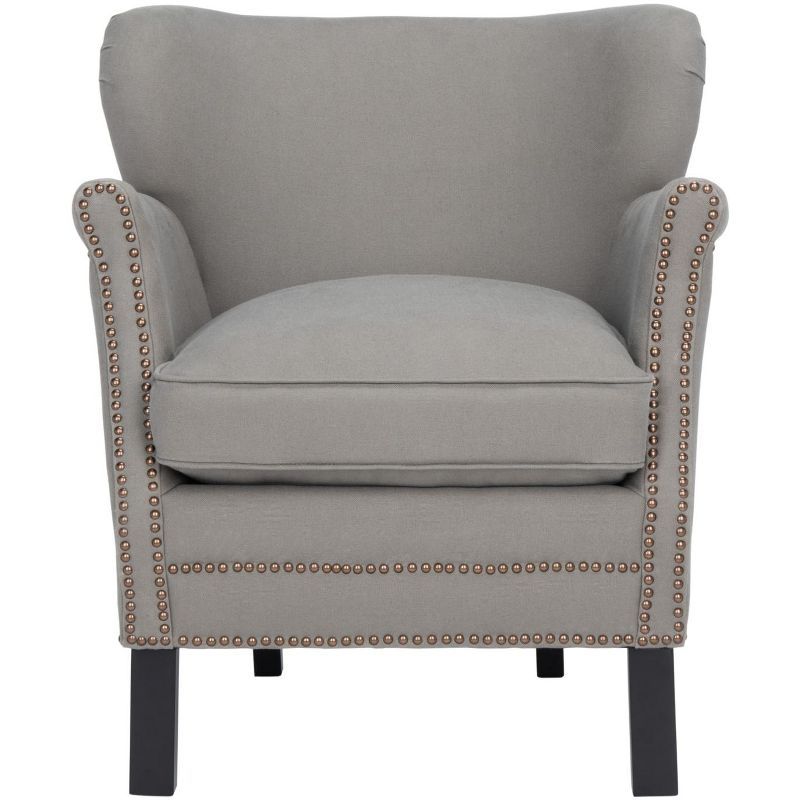 Seamist Gray Linen Upholstered Accent Chair with Birch Legs