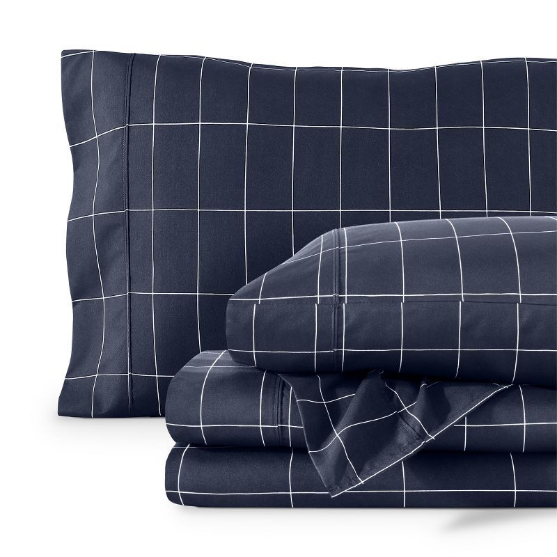 Midnight Grid Full Deep Pocket Microfiber Sheet Set