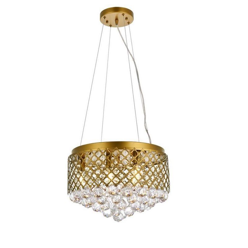 Elegant Brass and Crystal Adjustable Pendant Light