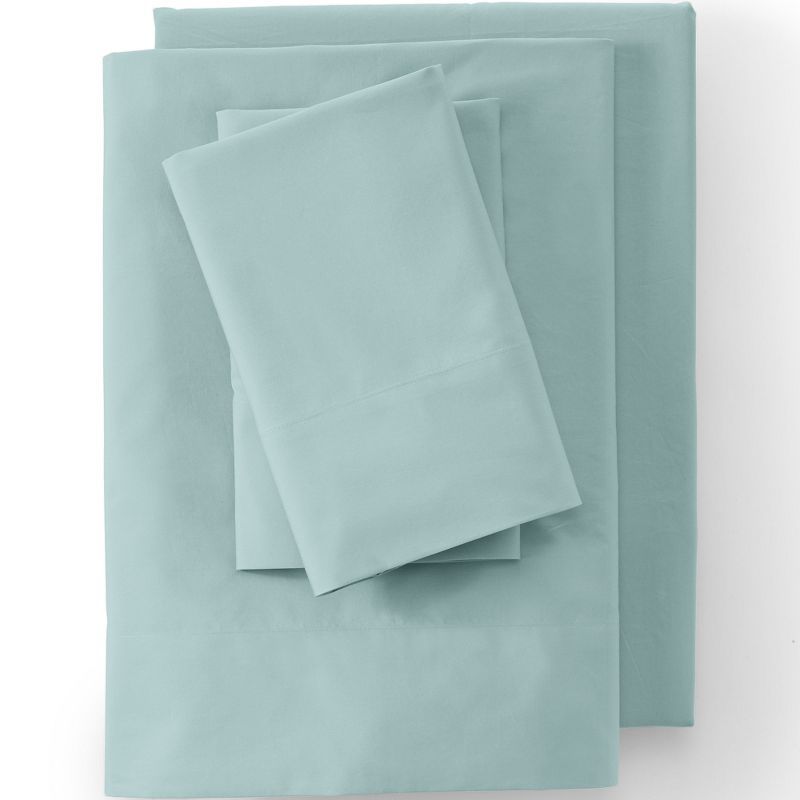 Queen Light Aqua Organic Cotton Percale Sheet Set