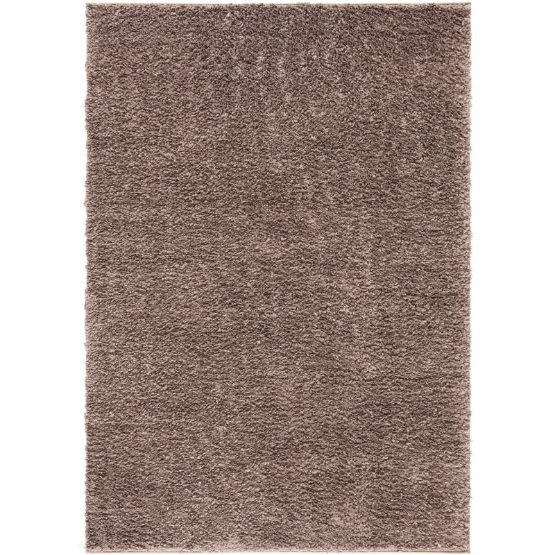 Taupe Synthetic 4' x 6' Hand-Knotted Shag Area Rug