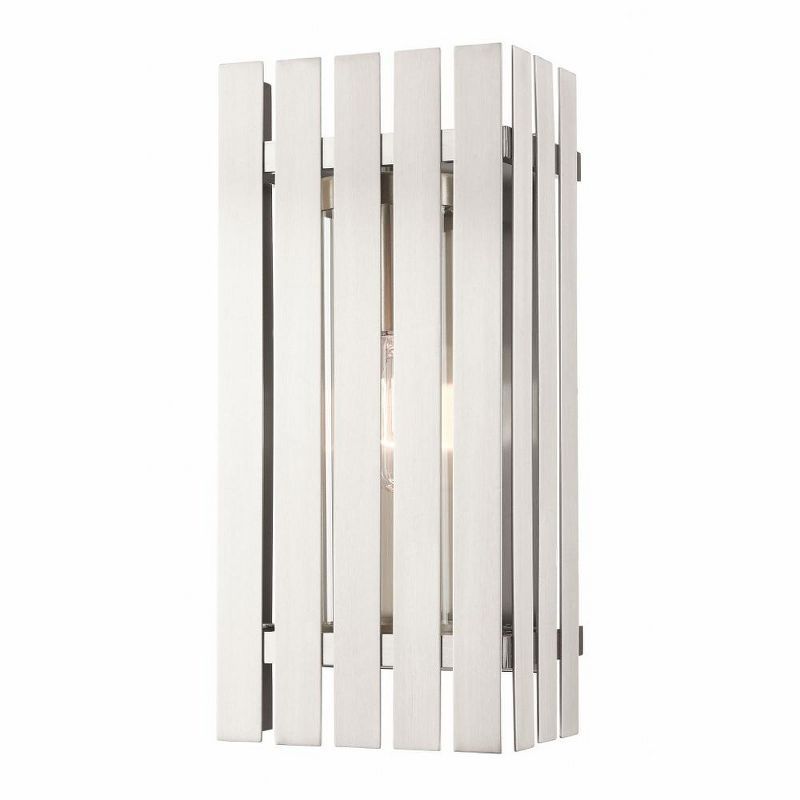 Greenwich 17" Brushed Nickel Outdoor Wall Lantern with Clear Glass