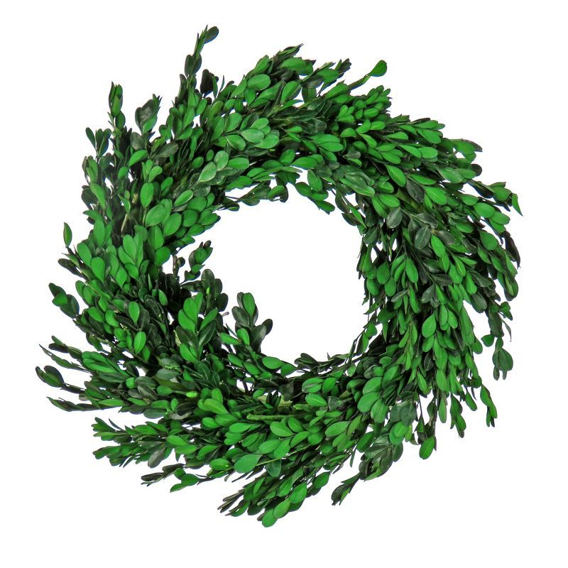 18" Green Artificial Boxwood Spring and Summer Wreath