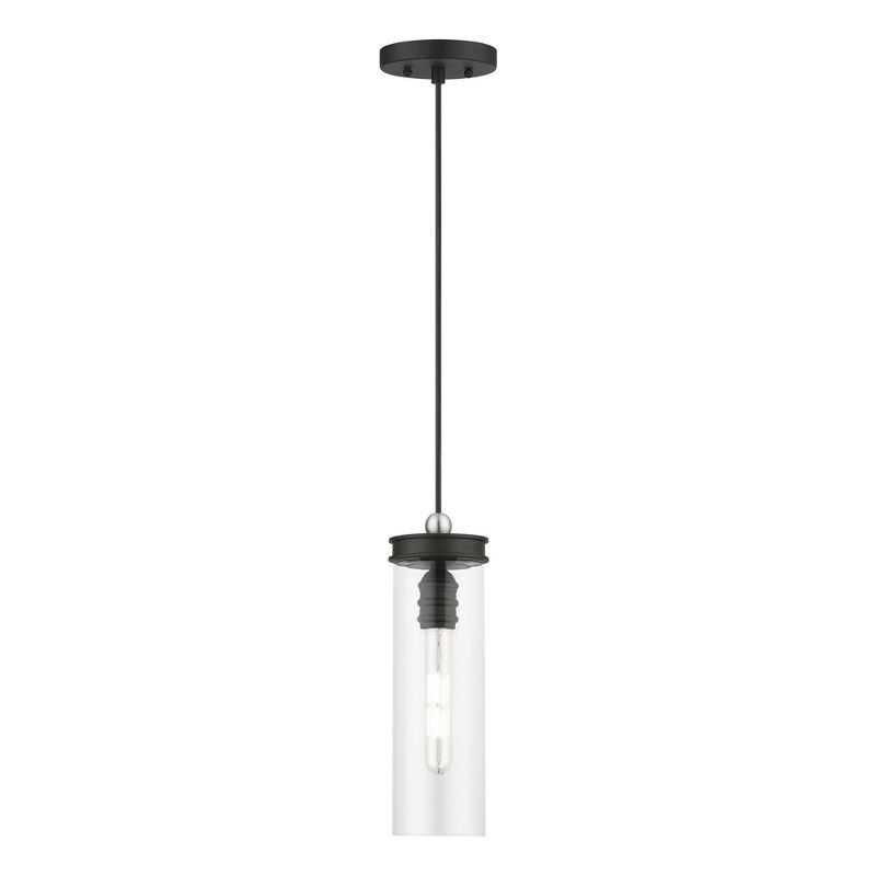 DeVoe Black and Brushed Nickel Mini Pendant with Clear Glass