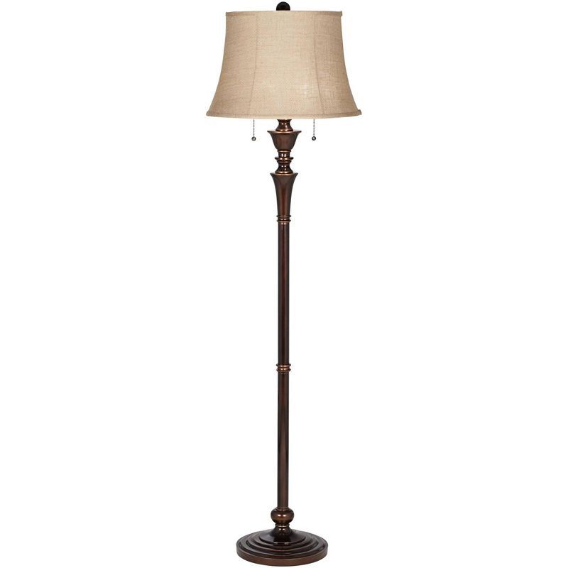 Brooke Rustic 60" Bronze Floor Lamp with Burlap Shade