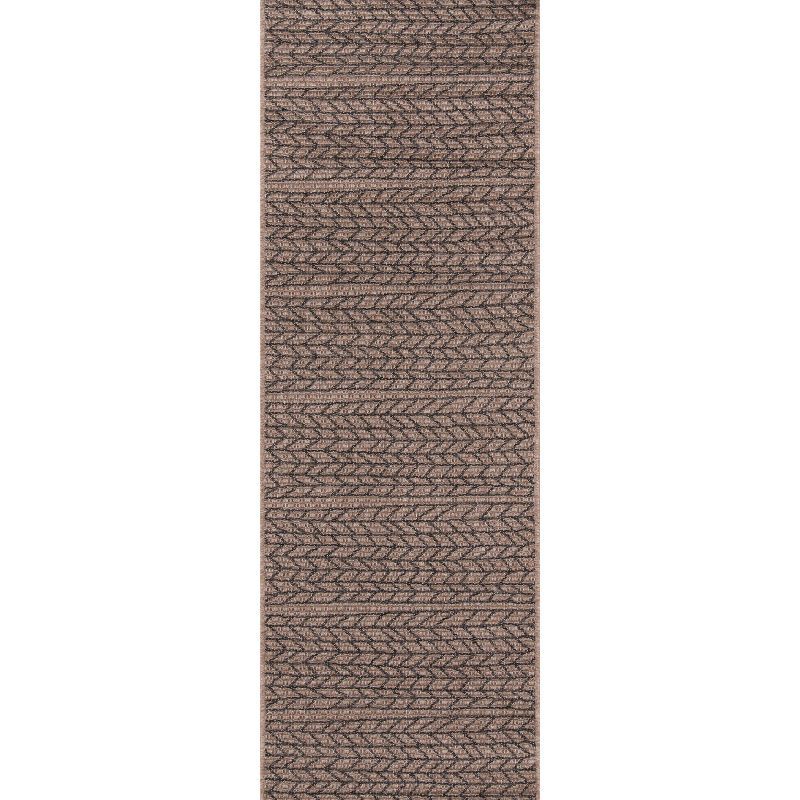 Tan Braided Geometric Synthetic Runner Rug 2' x 6'