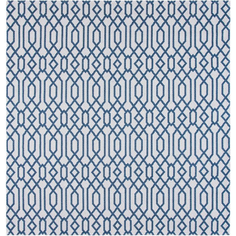 Casablanca Square Blue & Light Grey Geometric Flatweave Rug