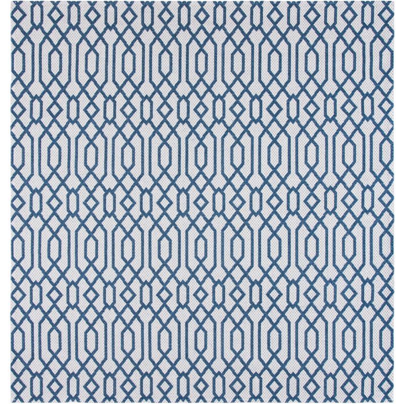 Casablanca Square Blue & Light Grey Geometric Flatweave Rug