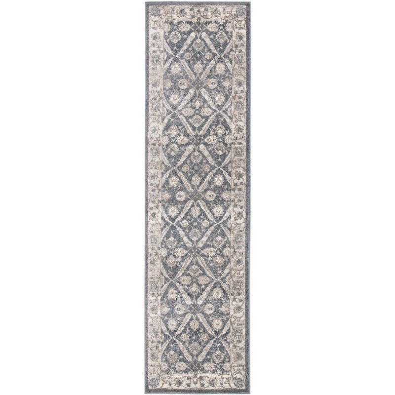 Elegant Grey and Beige Hand-Knotted Synthetic 2'2" x 8' Runner Rug