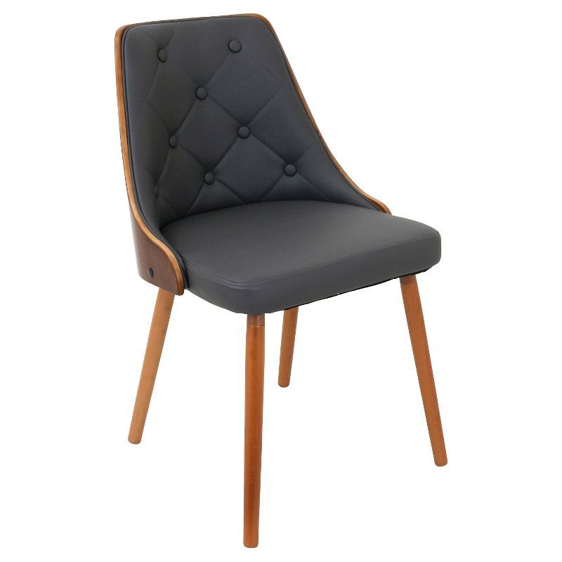 Walnut & Grey Faux Leather Upholstered Side Chair