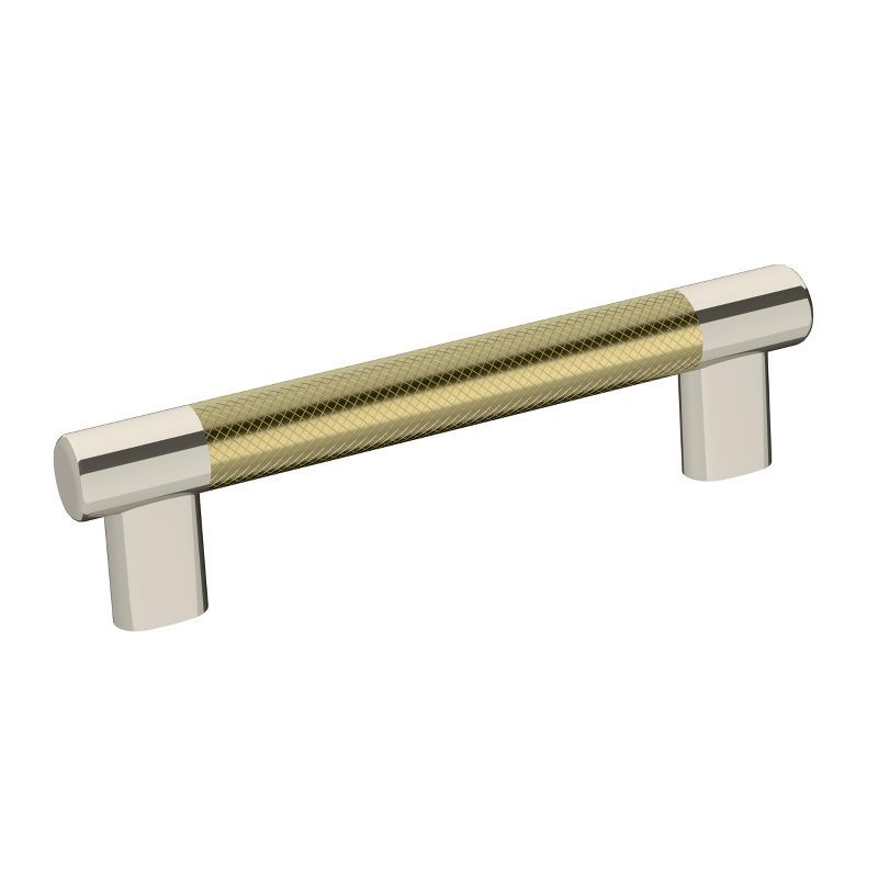 Polished Nickel and Gold Modern Cabinet Pull with Mounting Hardware