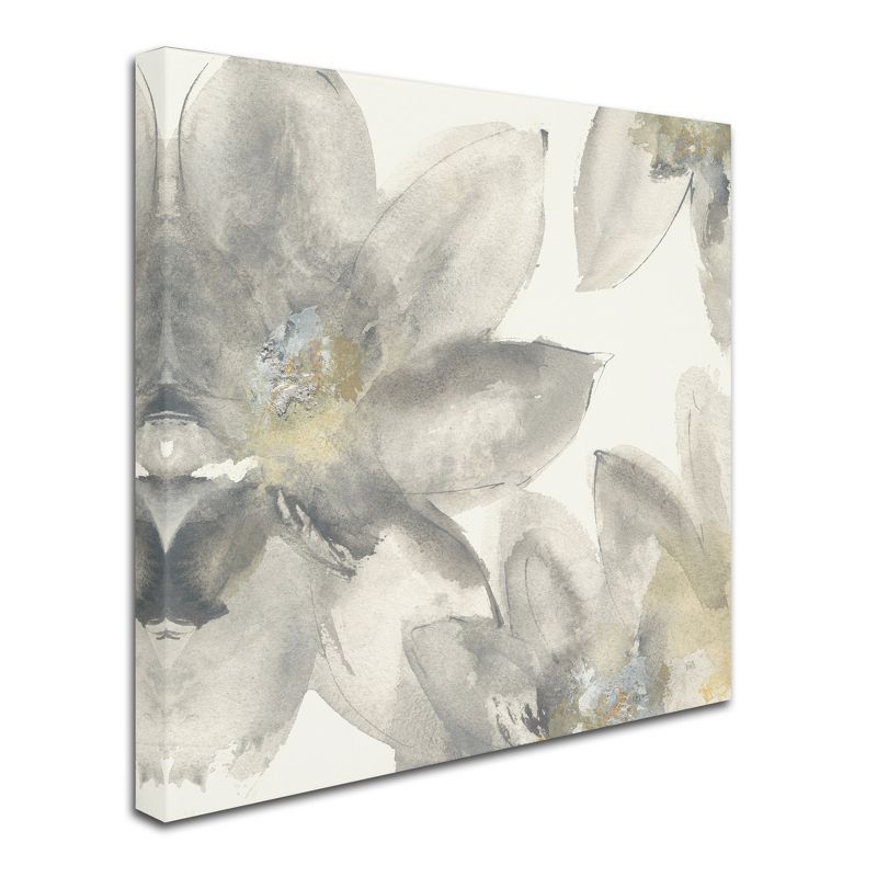 Gray and Silver Floral Watercolor Canvas Art 24'' x 24''