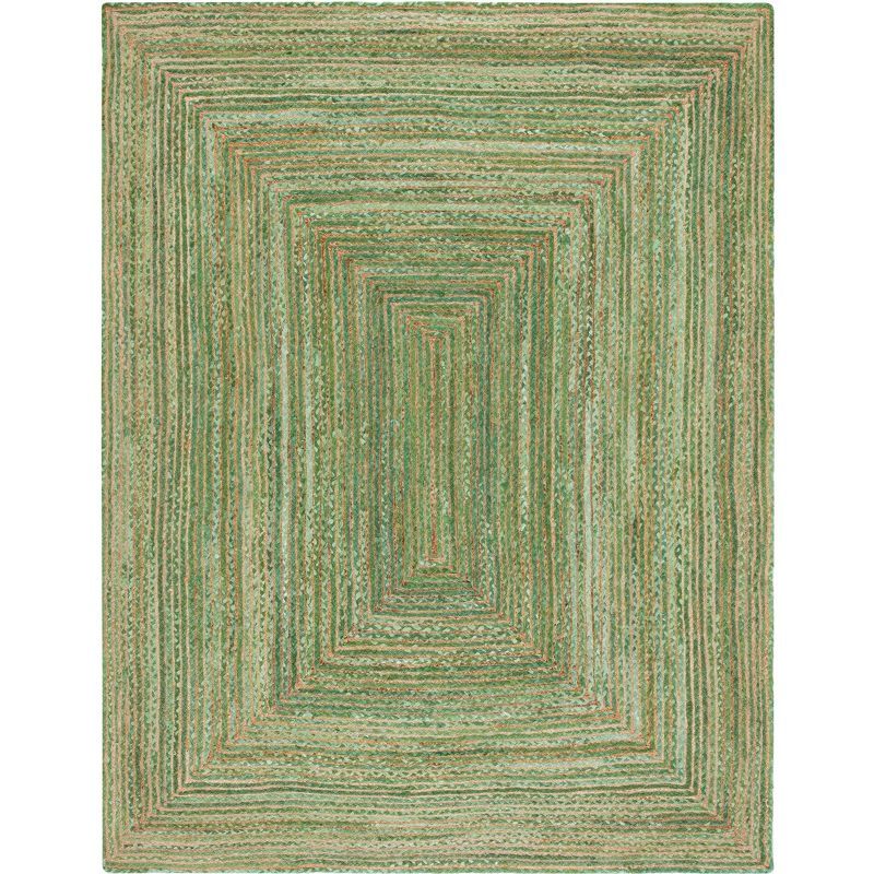 Handmade Green Cotton 6' x 9' Rectangular Area Rug