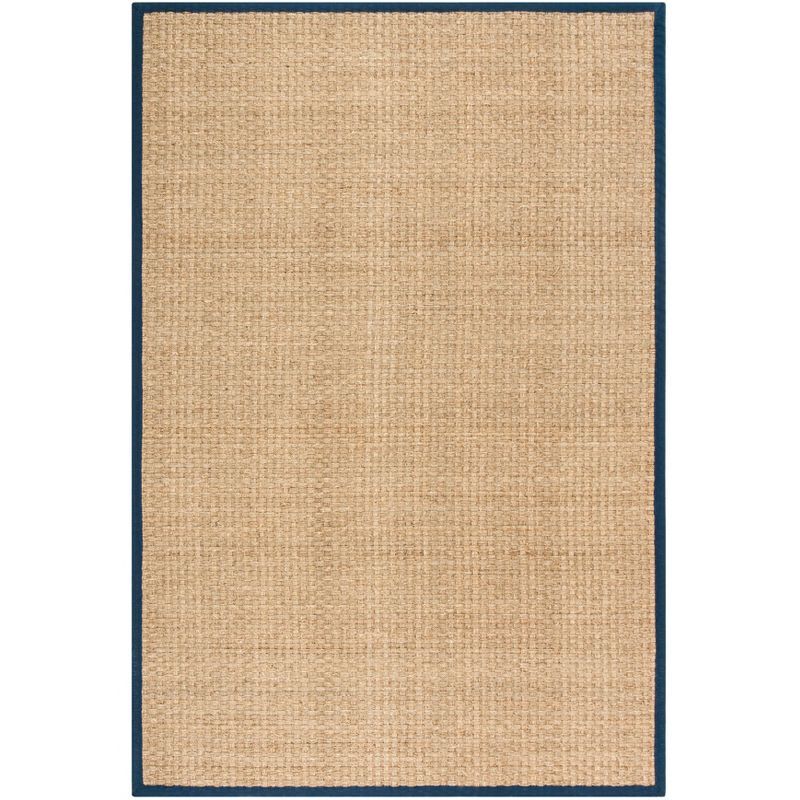 Natural Blue Handmade Cotton Area Rug, 6' x 9'