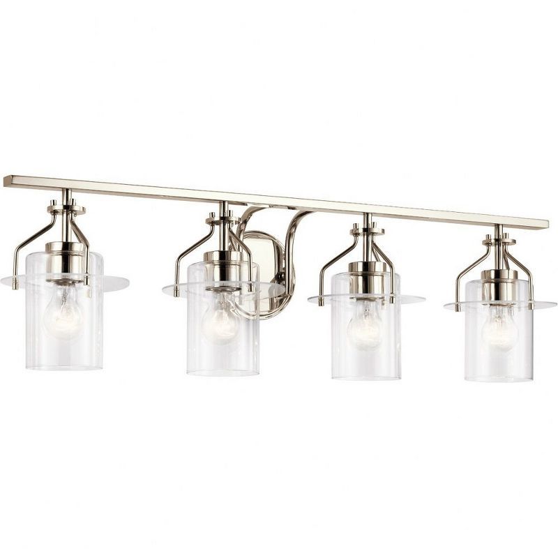 Polished Nickel 4-Light Dimmable Cylinder Vanity Fixture