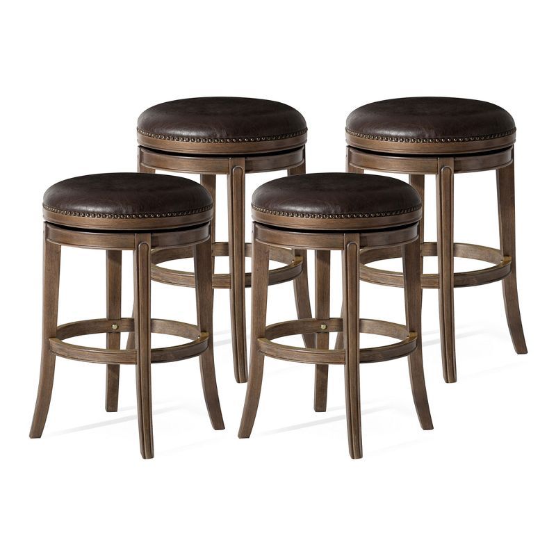 Alexander Brown Swivel Backless Saddle Bar Stools, Set of 4