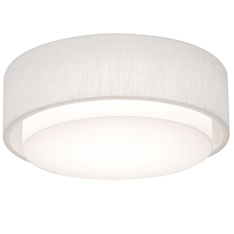 Sanibel Linen White Modern Drum Flush Mount Ceiling Light