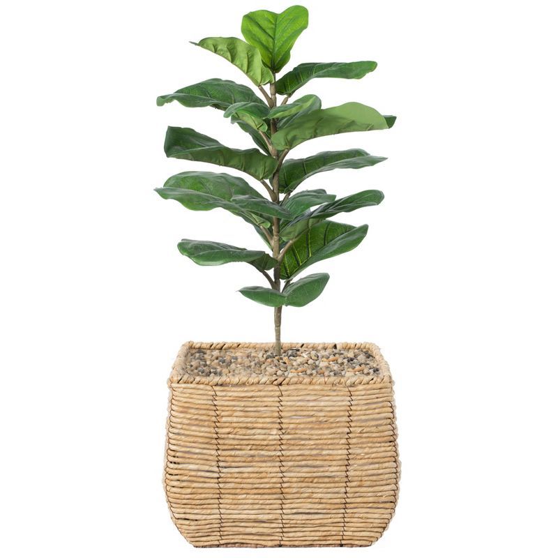 Large Beige Woven Plant Basket with Leak-Proof Lining