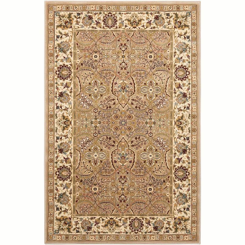 Handmade Cream Floral Synthetic Small Rectangular Rug