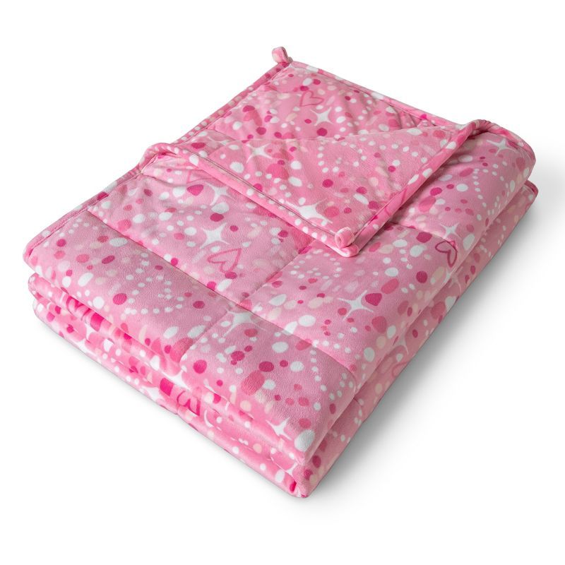 Pink Minky Fleece Kids Weighted Blanket with Heart Print