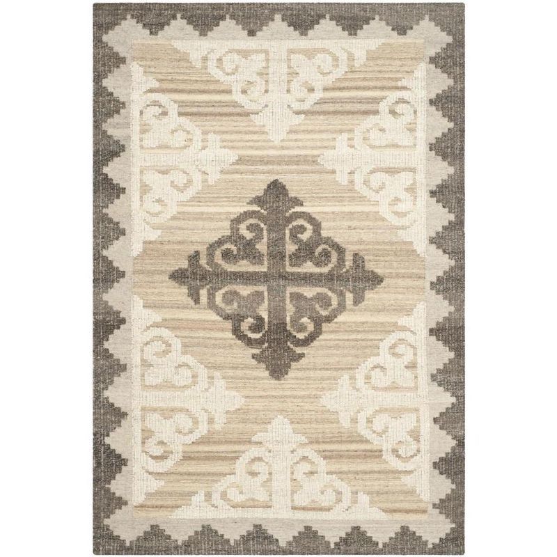 Kenya Charcoal Brown Hand-Knotted Wool 4'x6' Area Rug