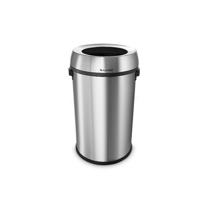 17 Gallon Silver Stainless Steel Open Top Trash Can