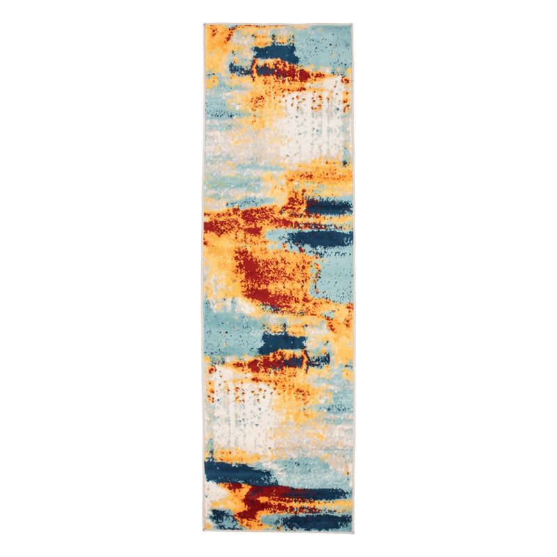 Bohemian Multi Abstract Polypropylene Runner Rug 2'x7'