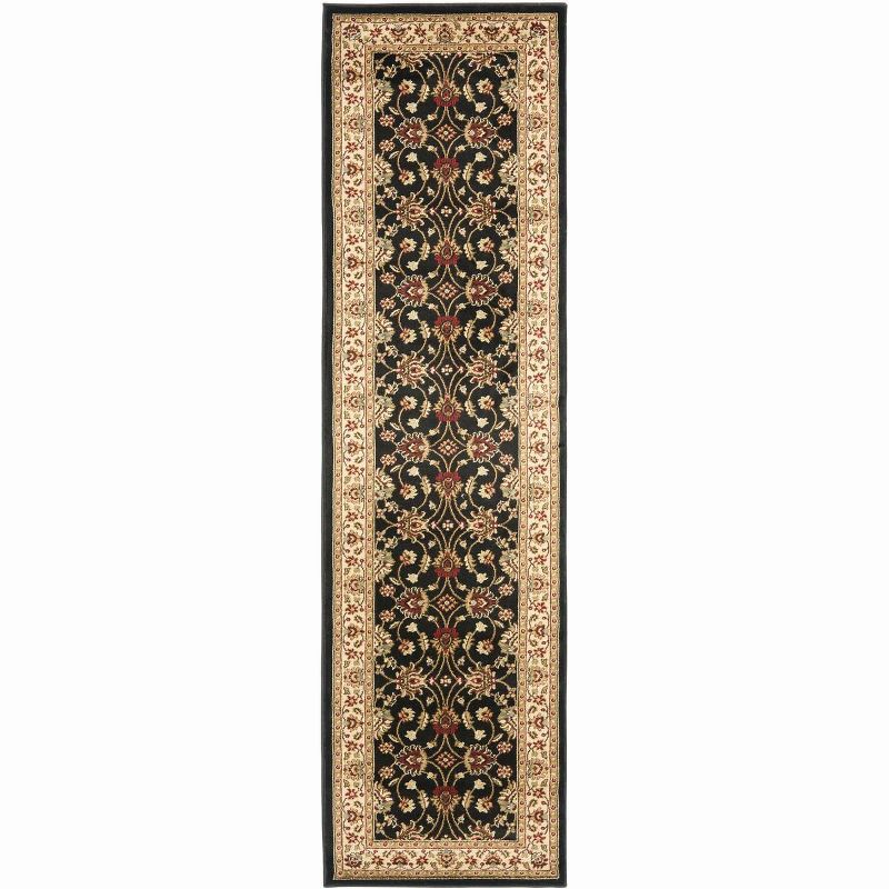 Elegant Black and Ivory Synthetic 2'3" x 16' Runner Rug