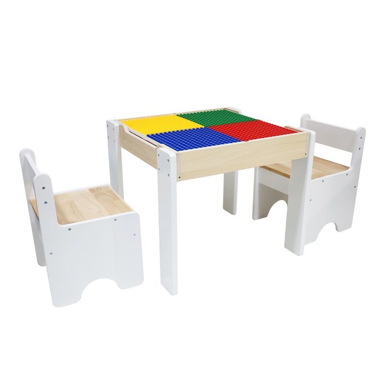 White and Natural Wooden Kids Activity Table with Reversible Top