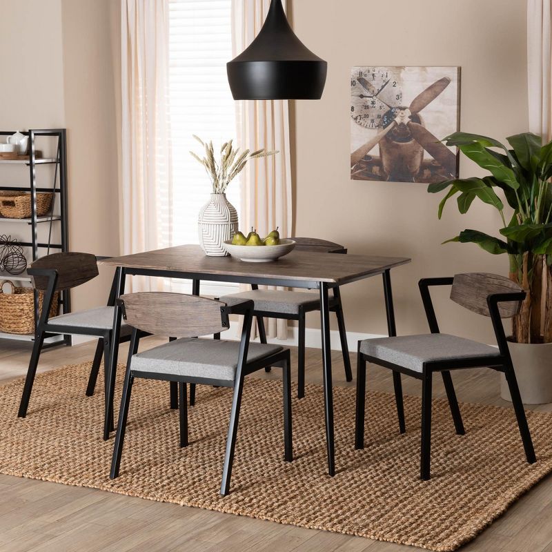 Revelin Industrial Gray Wood and Metal 5-Piece Dining Set